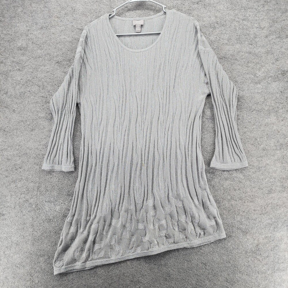 Chicos Travelers Dress Womens 2 US Large Gray Silver